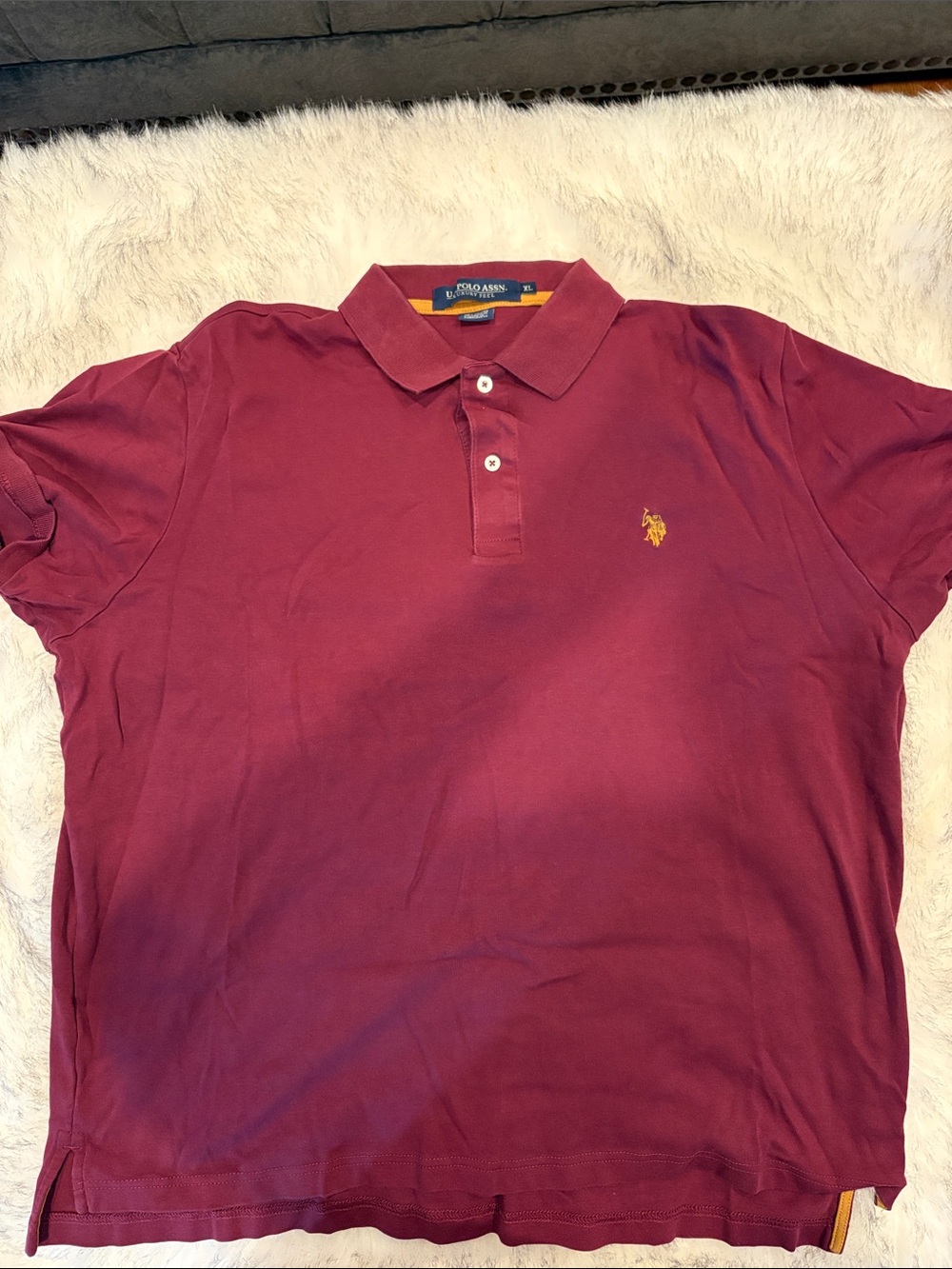 U.S. Polo Assn. Men's Maroon Polo with Gold Logo